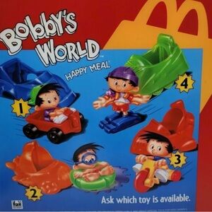 BOBBY’S WORLD 1994 Vintage McDonald’s Happy Meal 4 Toy Collection Full Set